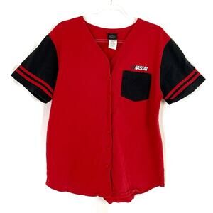 Nascar | Running Hot Jersey Red Short Sleeve Button Front Graphic 14/16